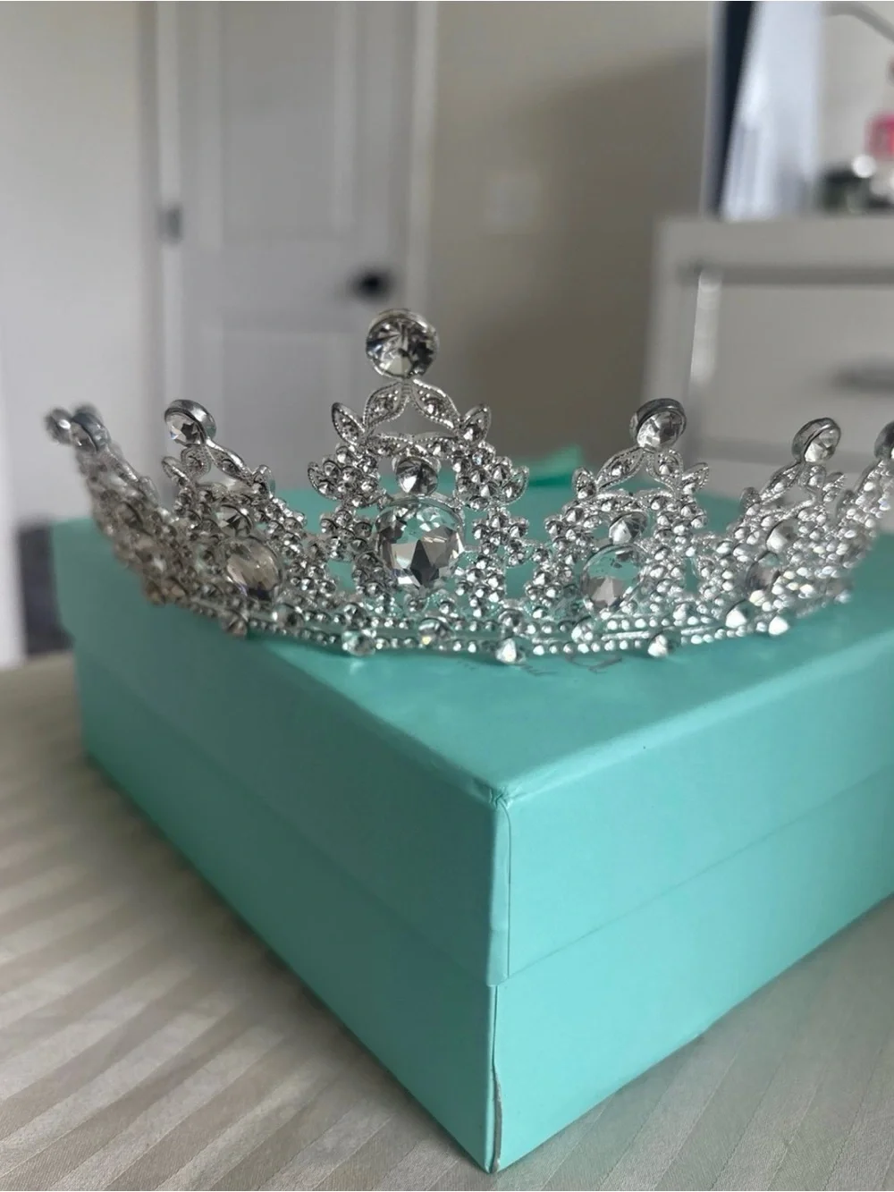Rhinestone Crystal Tiara - Silver